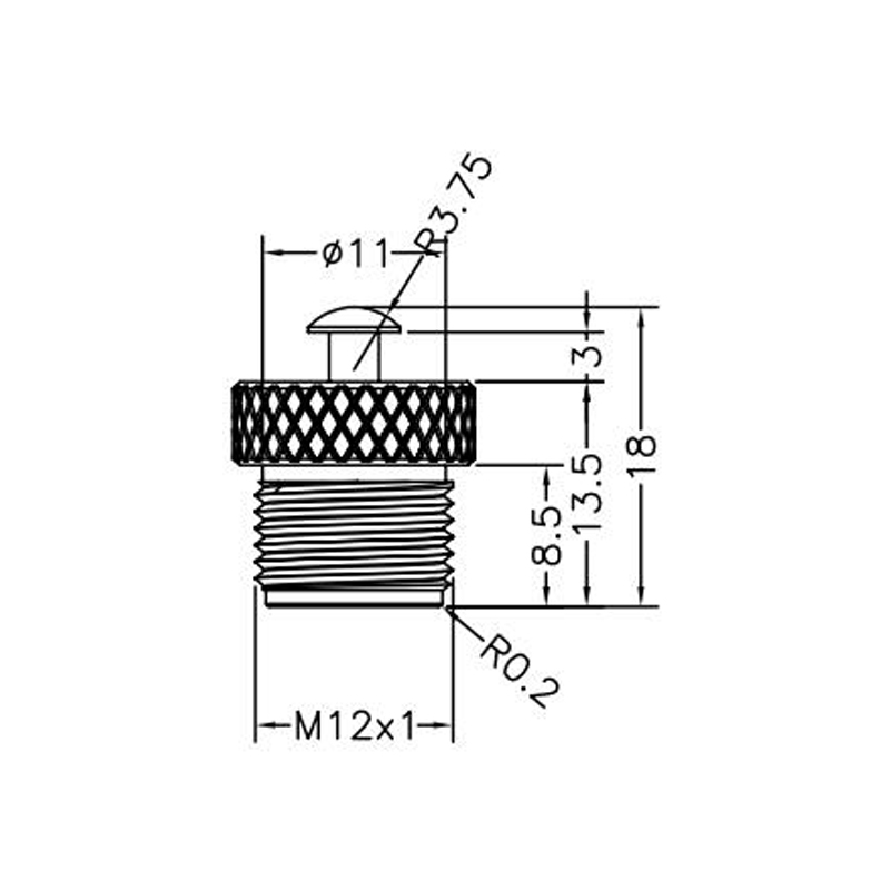 M12 male metal waterproof cap,brass with nickel plated screw